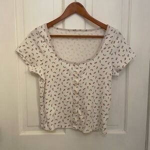 Old Navy Cream Floral Button-Down Shirt